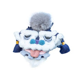 Kawaii Blue Cotton Cute Crossbody Bag Mini Casual Bag with Lion Dance Theme - Handmade